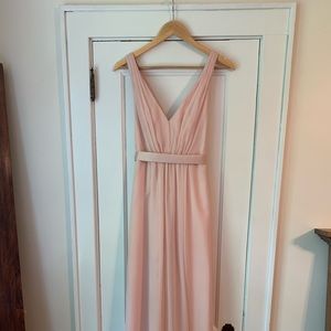 Long Blush Chiffon Dress with Low Crisscross Back